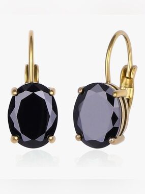 Gorgeous Neiman Marcus 18KT Gold Vermeil Oval Black Onyx Earrings